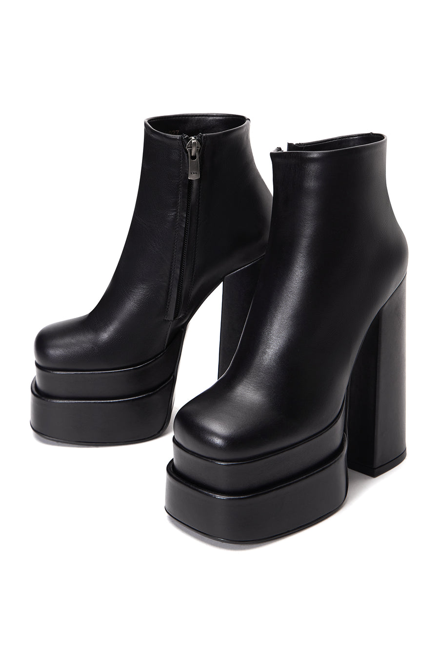 Women's Black Leather Platform High Heel Boots