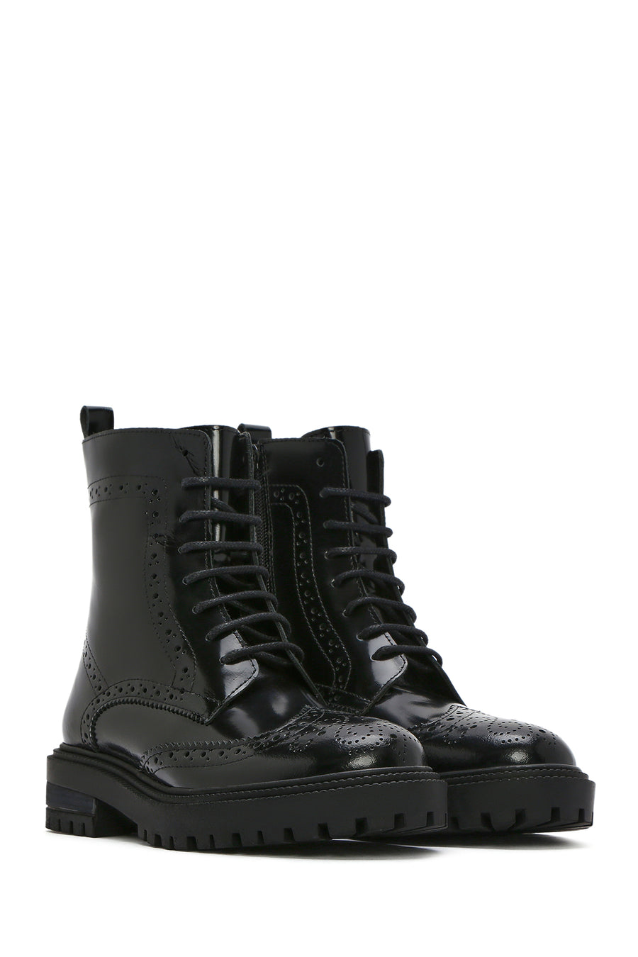 Women's Black Zippered Leather Boots