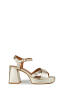 Geox Women's Gold Soledea Ankle Strap Thick Heeled Leather Sandals | Derimod