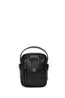 Men's Black Leather Messenger Bag | Derimod