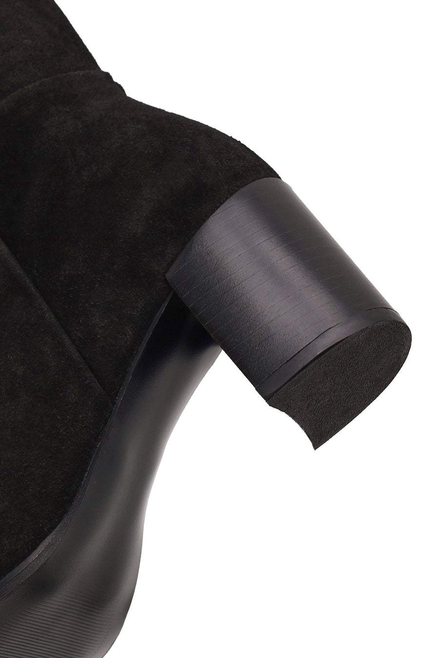 Woman Black Thick-Heeled Suede Boots