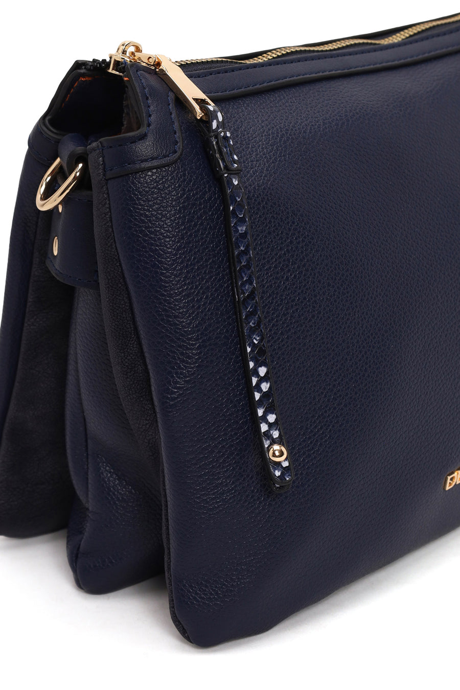 Woman Navy Crossbody Bag with Accessory Details