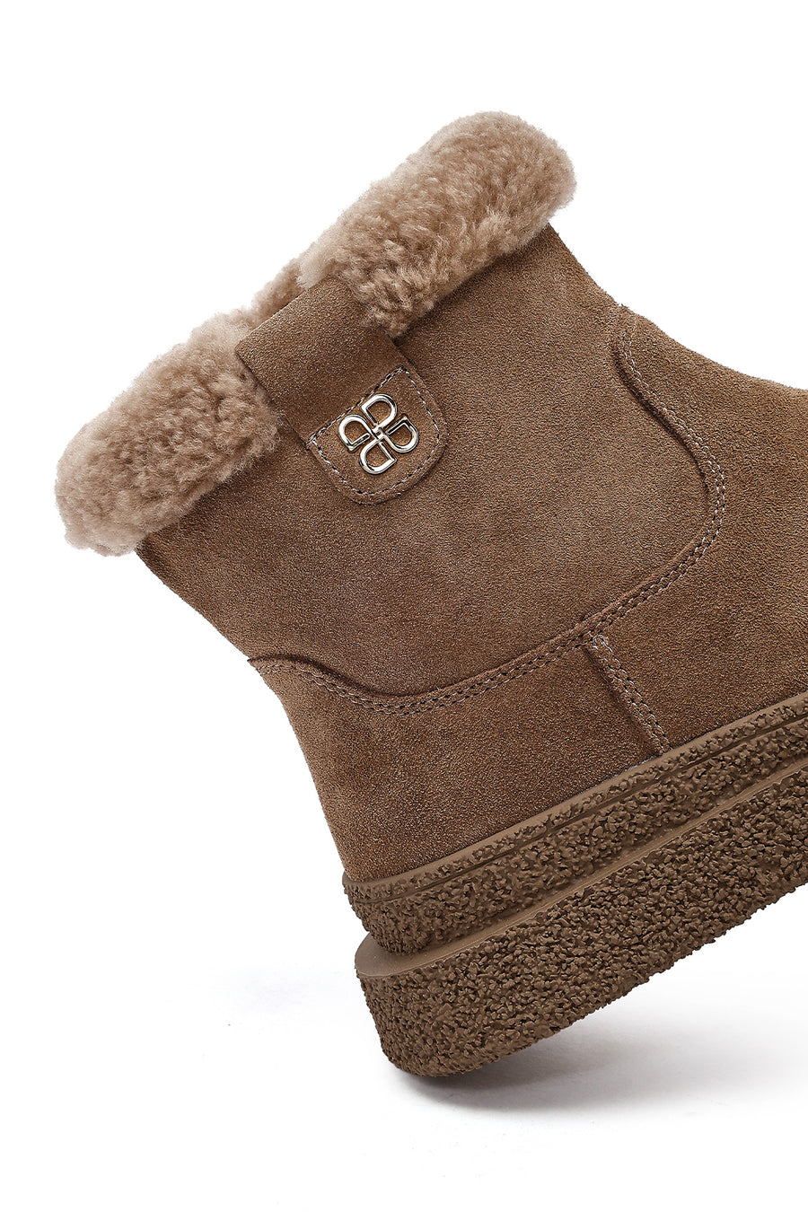 Woman Mink Zip Closure Thick-Soled Suede Teddy Boots