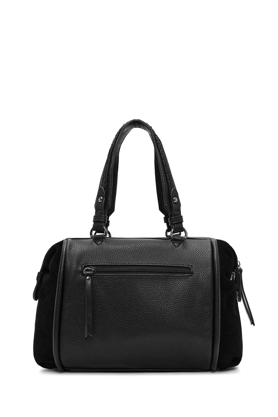Women's Black Long Strap Suede Handbag