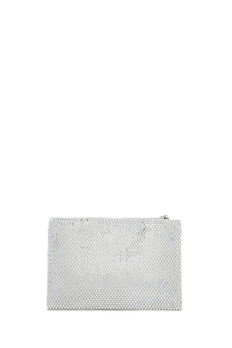 Woman Silver Chain-Strap Rhinestone Evening Bag