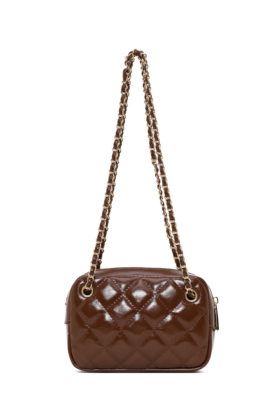 Woman Brown Quilted Crossbody Bag