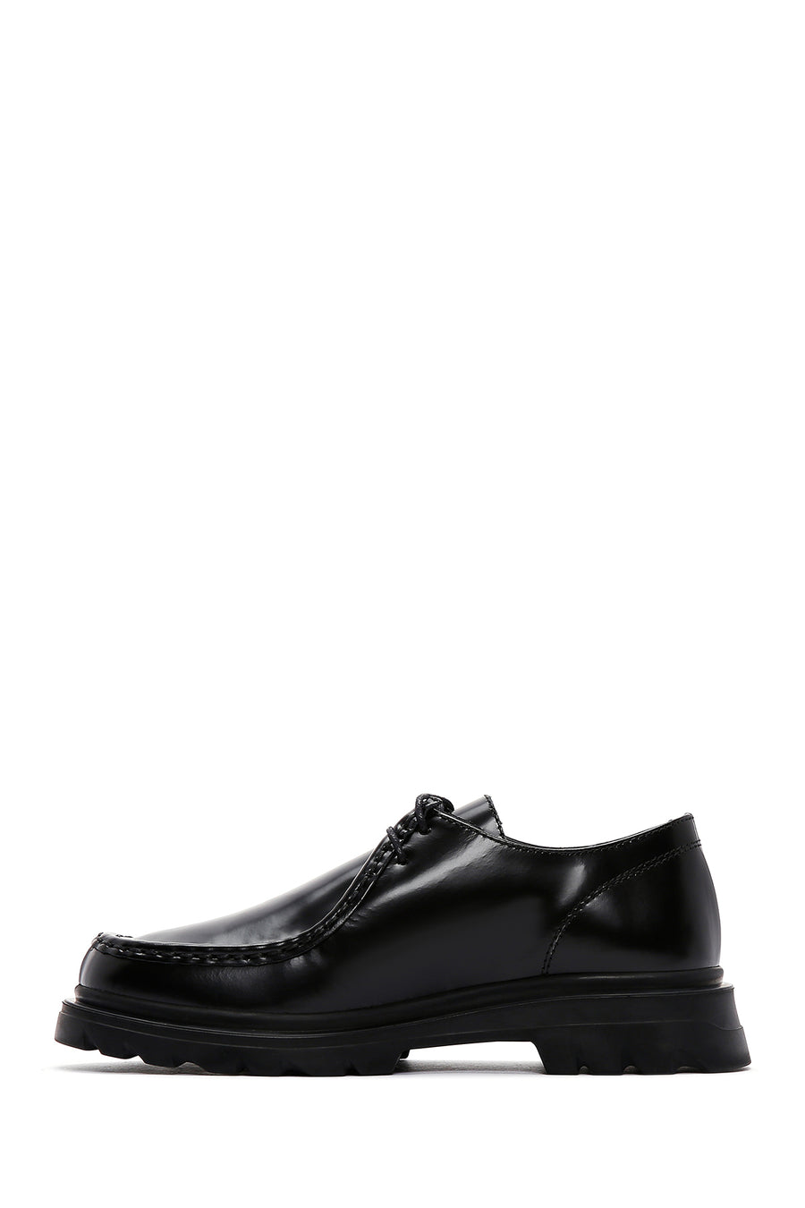 Women's Black Lace-Up Leather Casual Shoes