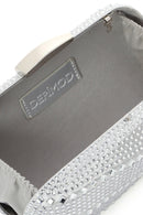 Women's Silver Long Chain Strap Stone Mini Box Evening Bag | Derimod