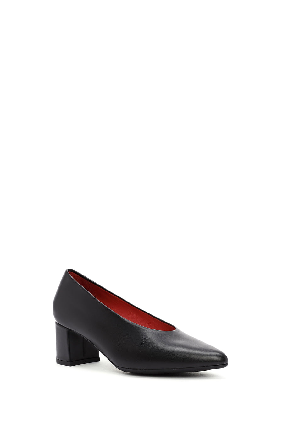 Derimod Gritti Women's Black Thick Heeled Leather Shoes