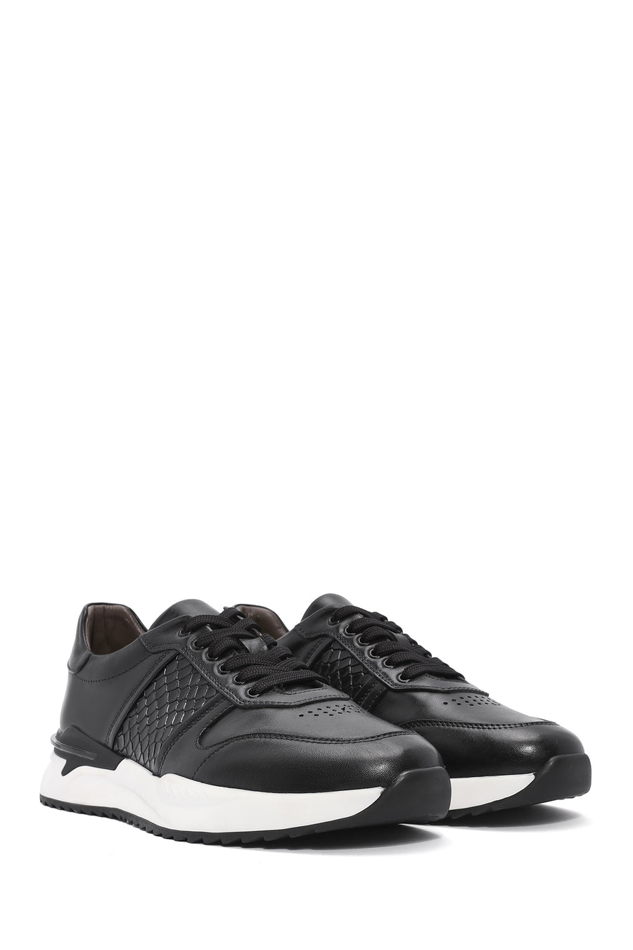 Men's Black Lace-Up Leather Casual Sneaker