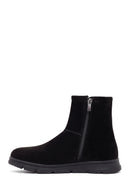 Women's Black Zippered Suede Teddy Boot | Derimod