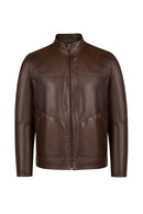 Clint Male Brown Reversible Leather Jacket | Derimod