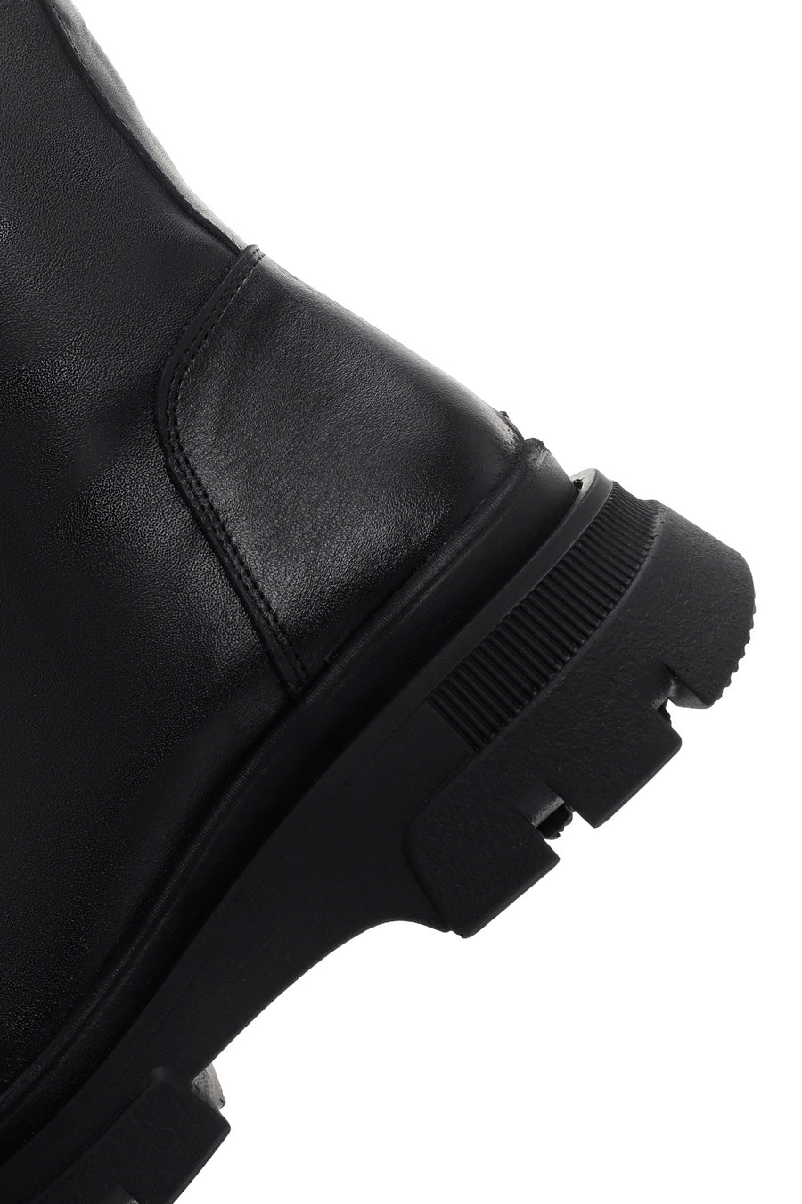 Women's Black Thick Soled Zippered Leather Comfort Boots