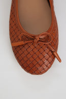 Tan Women's Leather Ballerinas | Derimod