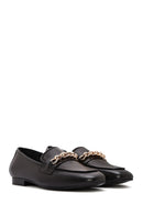 Women's Black Buckle Leather Loafer | Derimod