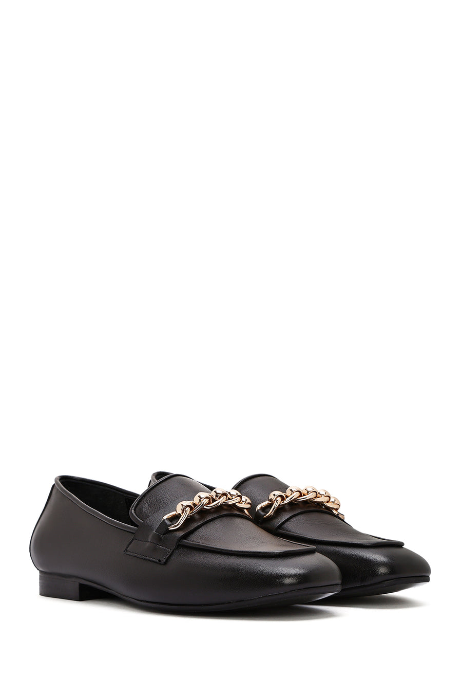 Women's Black Buckle Leather Loafer