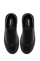 Male Black Lace-Up Thick-Soled Leather Sneaker | Derimod