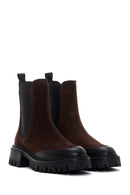 Women's Brown Chunky Sole Suede Leather Chelsea Boots | Derimod