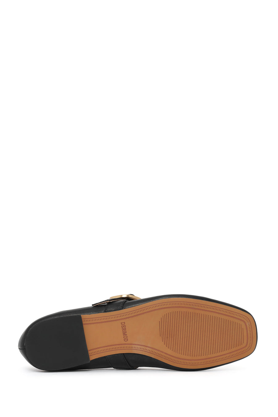 Women's Black Buckle Leather Ballerinas