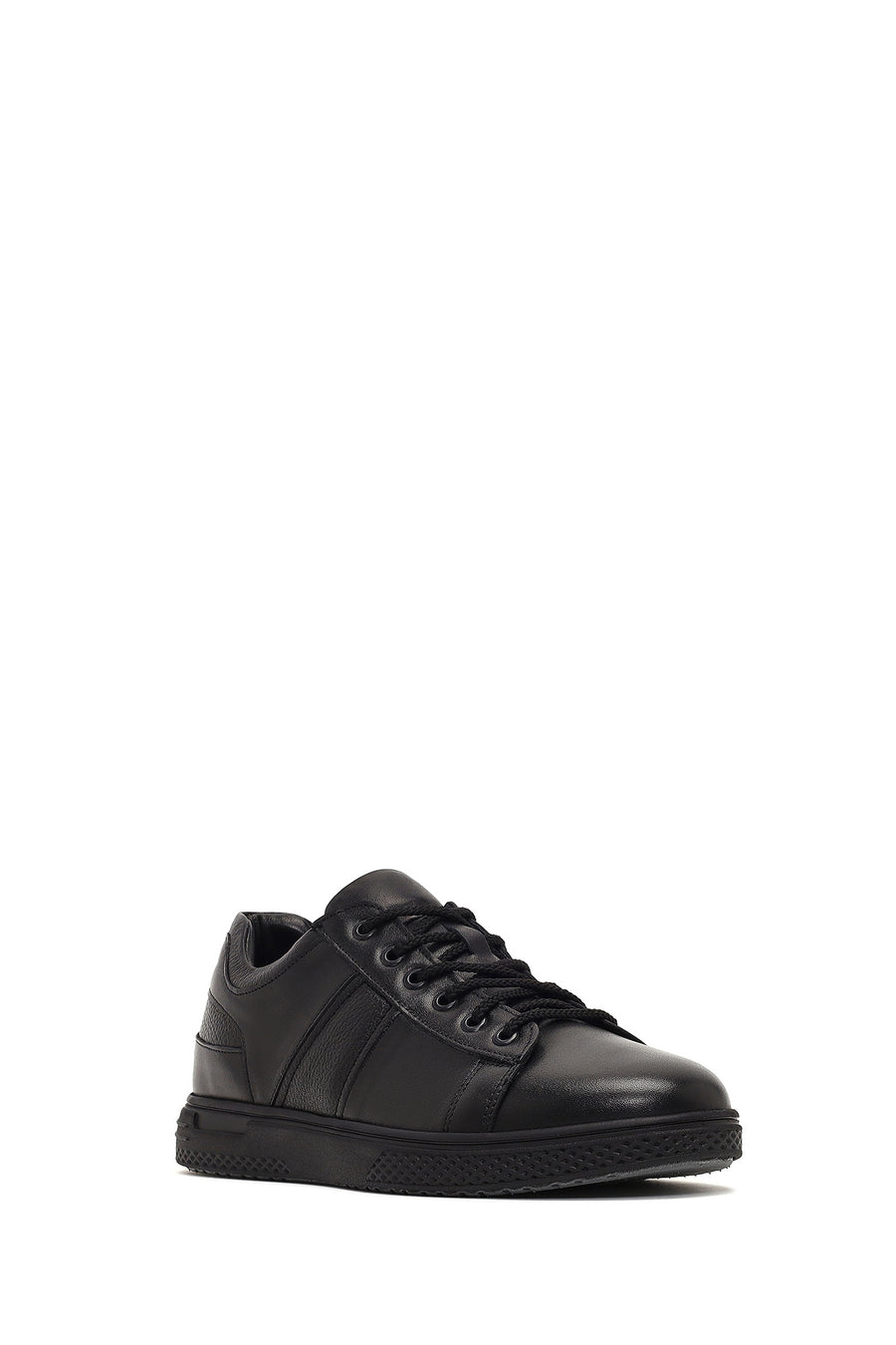 Men's Black Lace-Up Leather Casual Sneaker