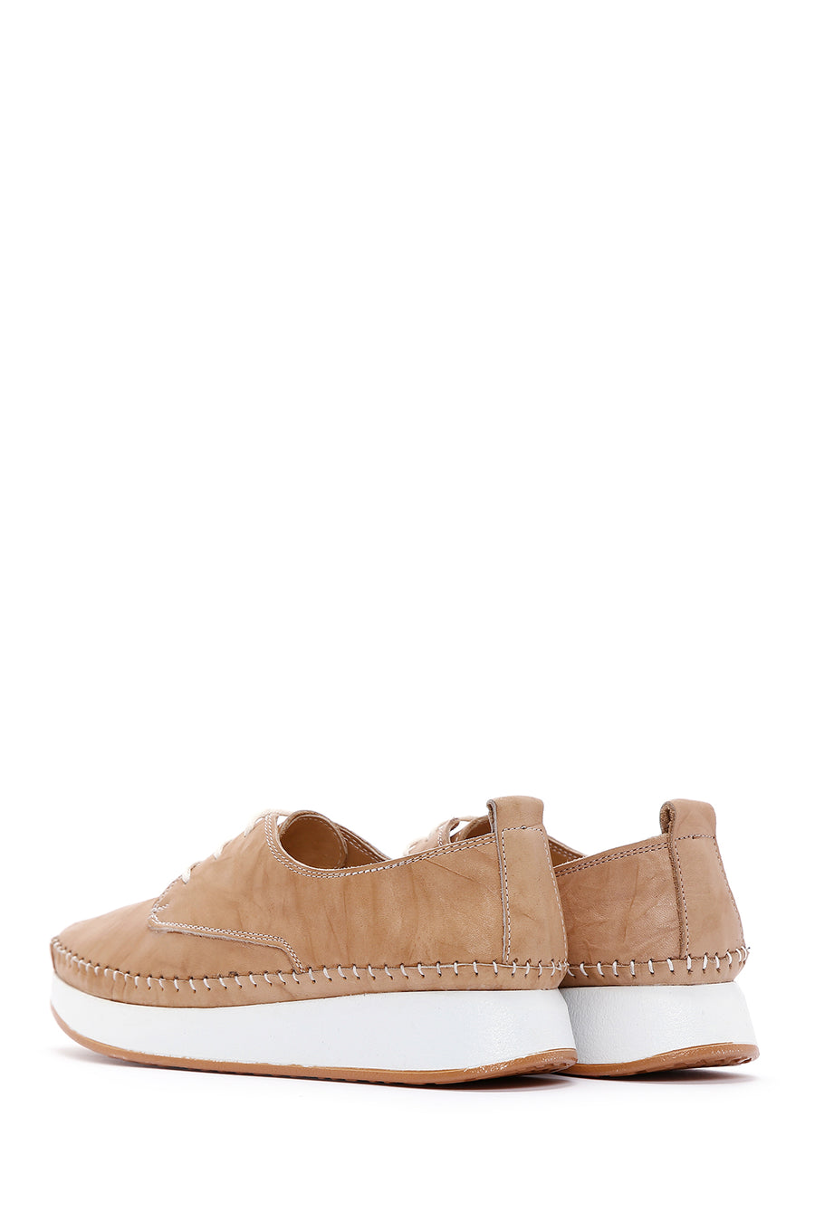Women's Beige Leather Comfort Shoes