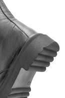 Women's Black Zippered Leather Boots | Derimod