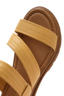 Women's Yellow Ankle Buckle Leather Sandals | Derimod