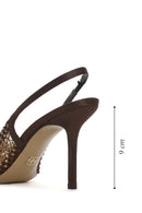 Women's Bronze Stone Open Back Thin Heeled Leather Shoe | Derimod