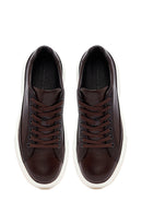 Men's Brown Lace-Up Thick-Soled Leather Sneakers | Derimod