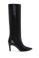 Women's Black Leather Heeled Boots | Derimod