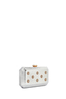 Women's Silver Long Chain Strap Stone Metallic Mini Evening Box Bag | Derimod