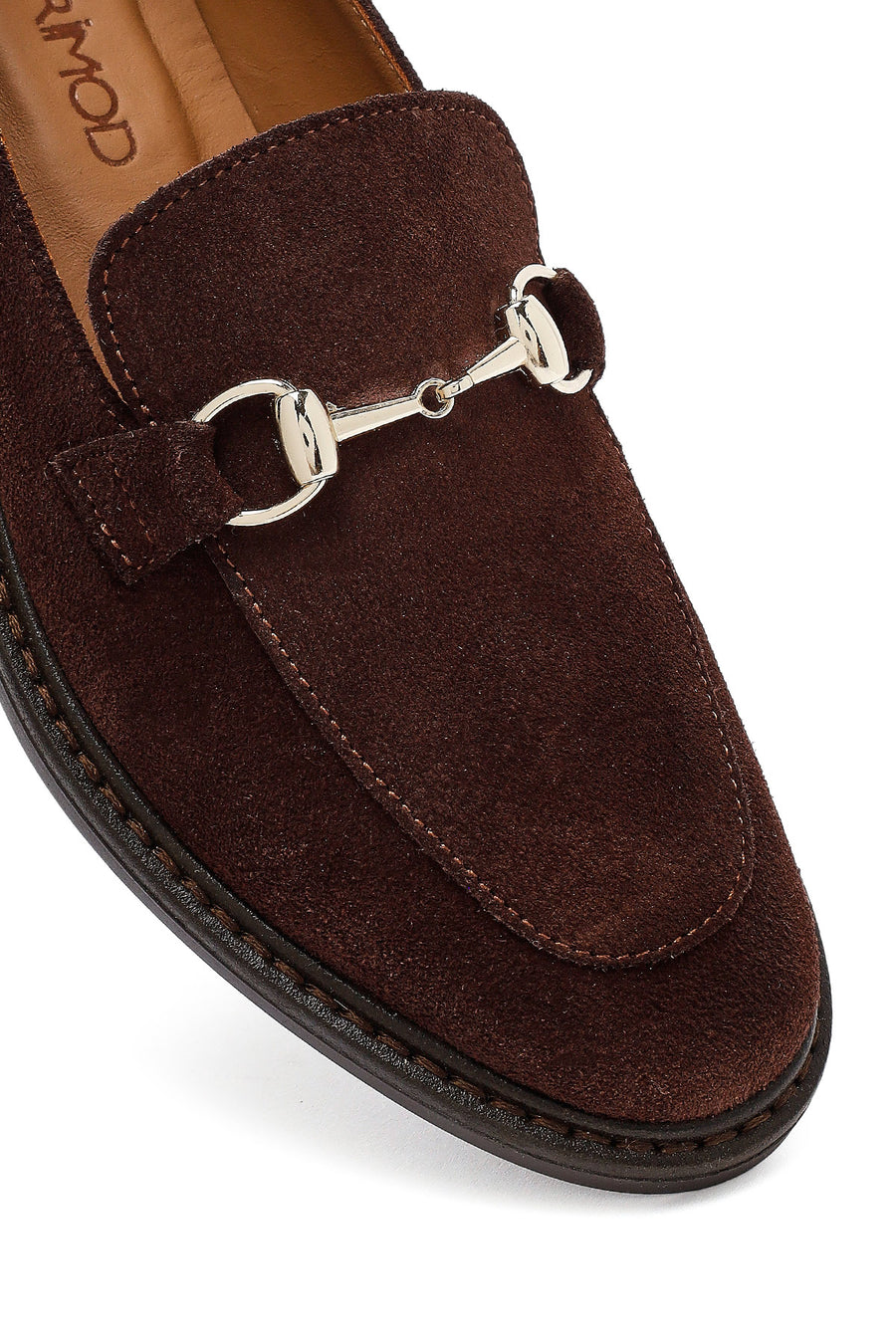 Woman Brown Buckled Suede Loafer