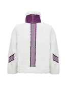 Meribel Women's Multicolored Purple Stripe Detail Teddy Coat | Derimod