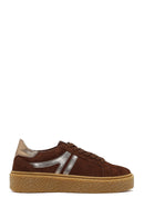 Woman Brown Lace-Up Suede Leather Sneaker | Derimod