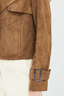 Portofino Woman Camel Suede Leather Jacket | Derimod