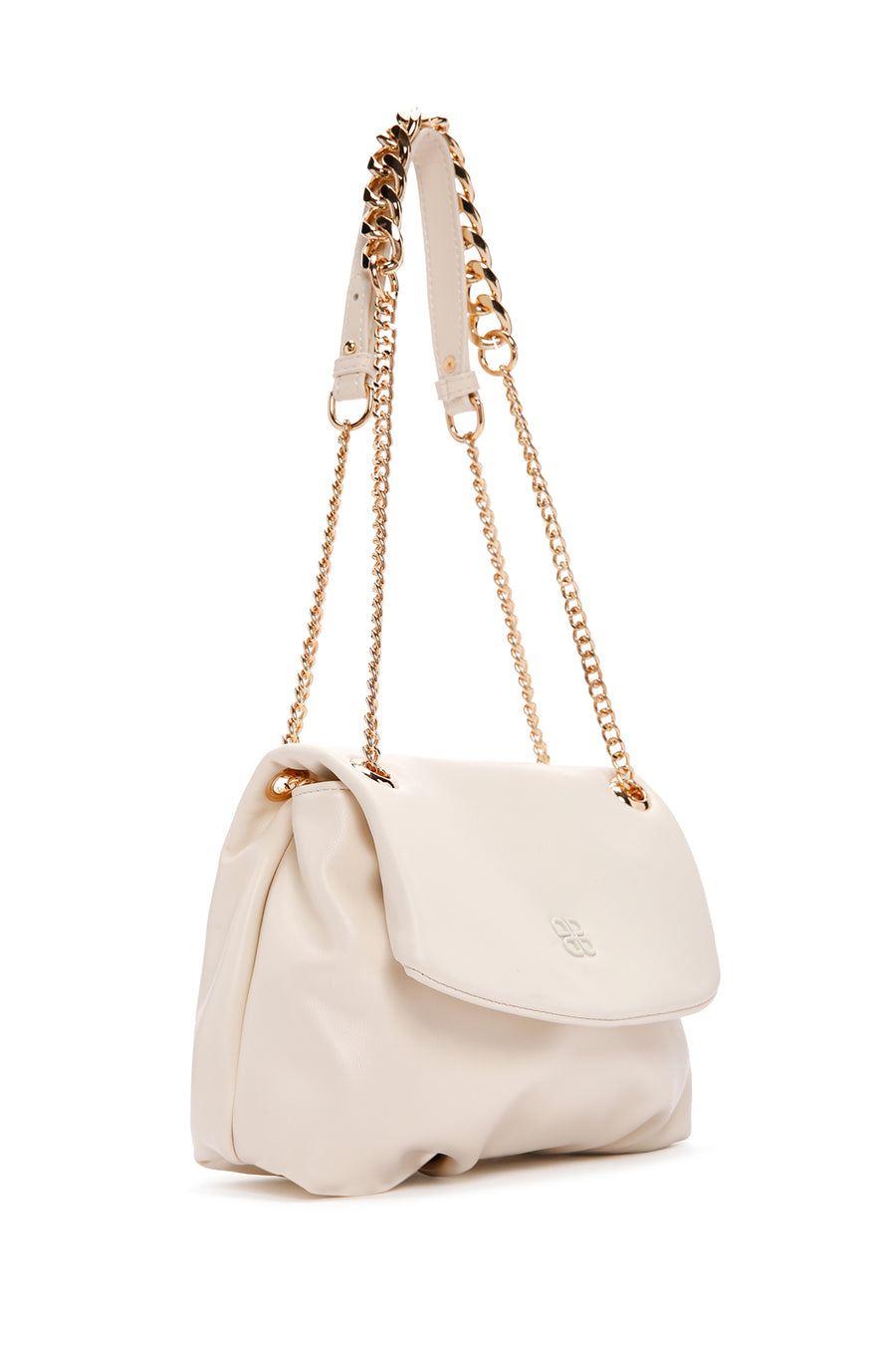 Women's Cream Long Chain Strap Shoulder Bag