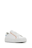 Women's White Lace-Up Leather Sneaker | Derimod