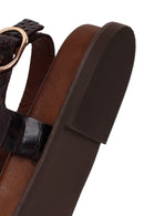 Woman Brown Leather Flip-Flop Sandal | Derimod