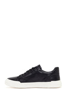 Erkek Siyah Bağcıklı Deri Sneaker | Derimod