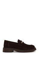 Woman Brown Buckled Thick-Soled Suede Loafer | Derimod