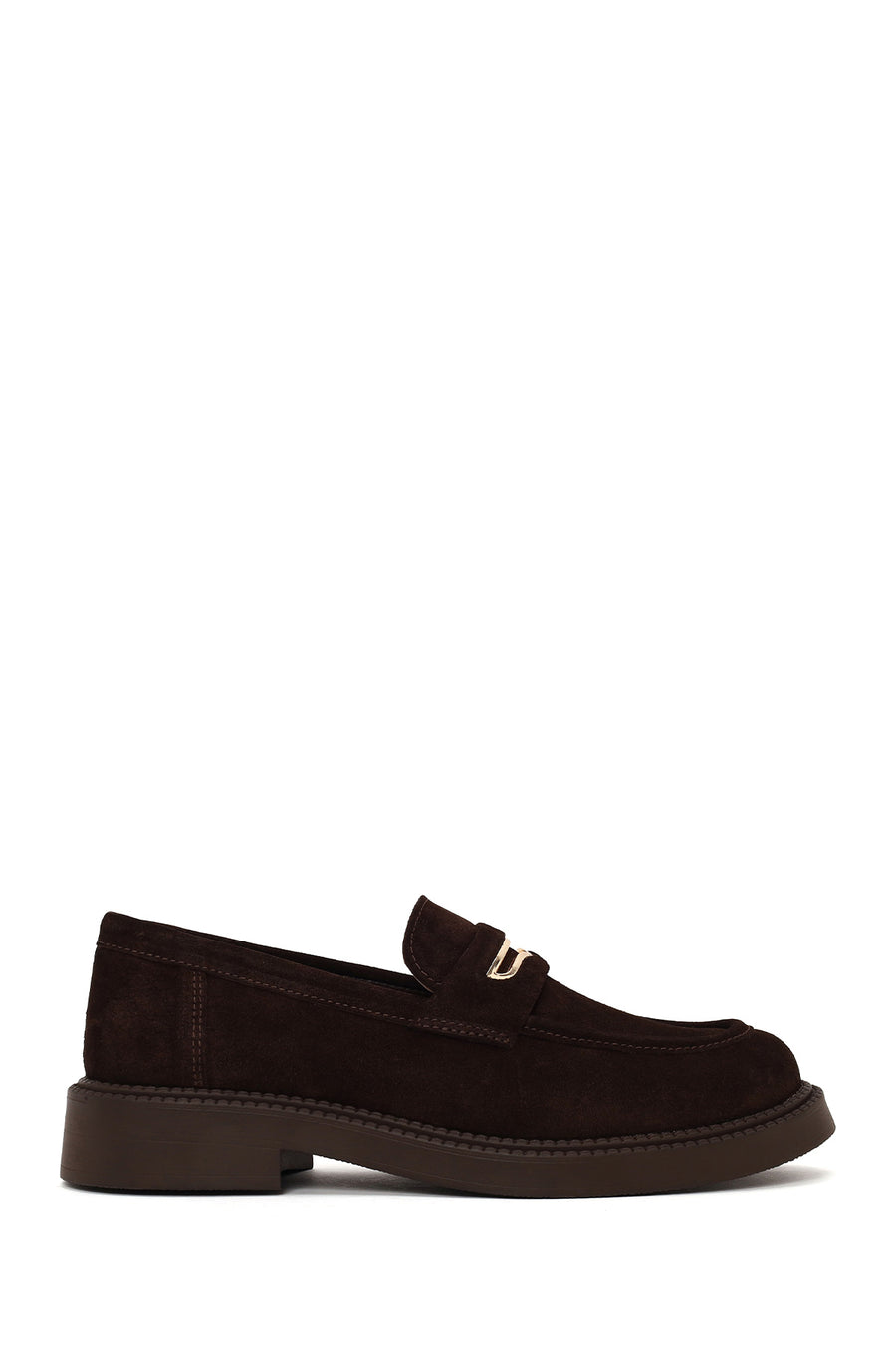 Woman Brown Buckled Thick-Soled Suede Loafer AF450010DS | Derimod