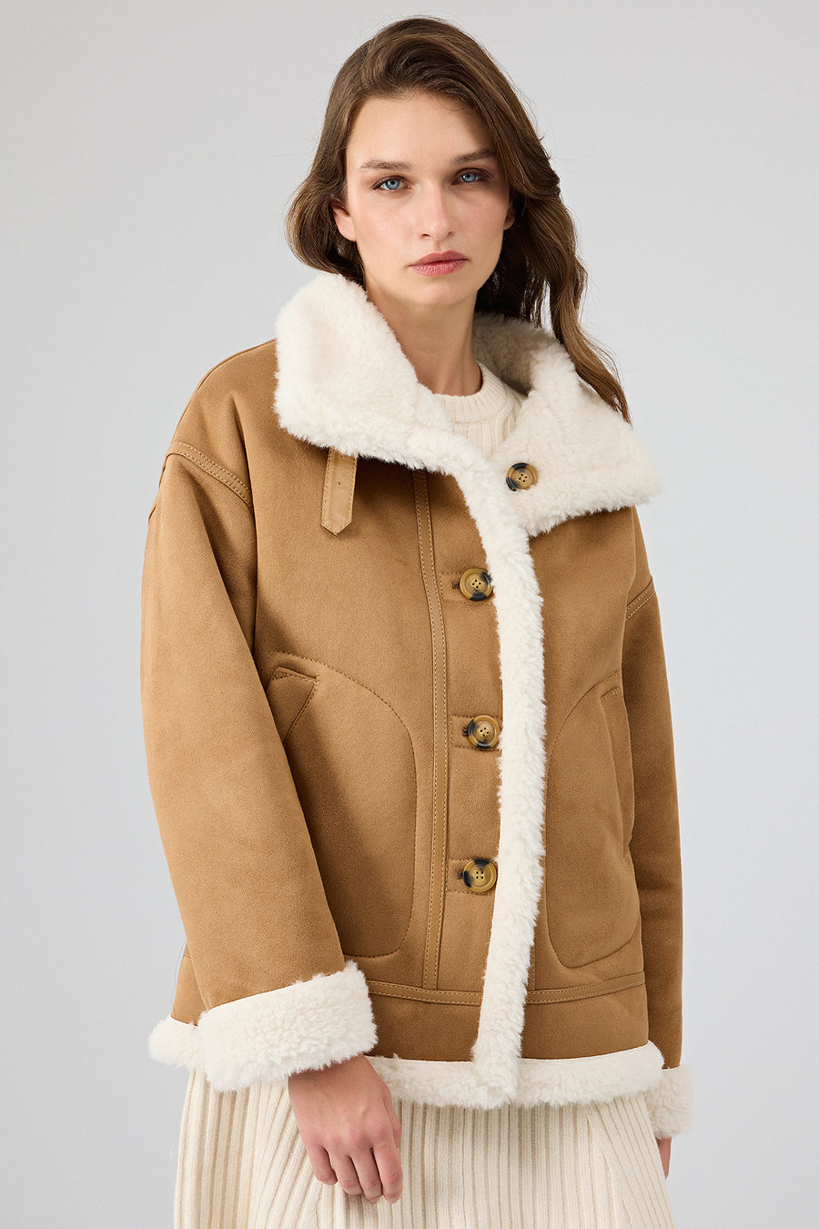 Oslo Kadın Camel Çift Taraflı Teddy Mont 25WGP5320FF | Derimod
