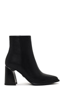 Woman Black Chunky Heeled Zip Closure Leather Boots | Derimod