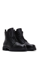 Men's Black Leather Zippered Boots | Derimod