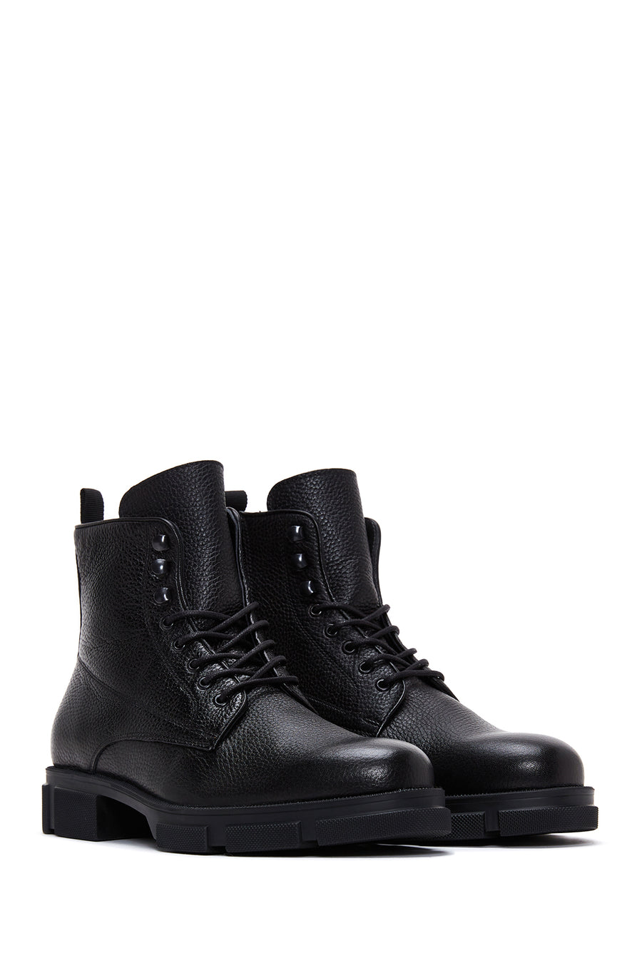 Men's Black Leather Zippered Boots