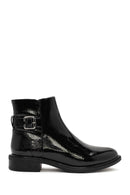 Woman Black Zippered Patent Leather Boots | Derimod