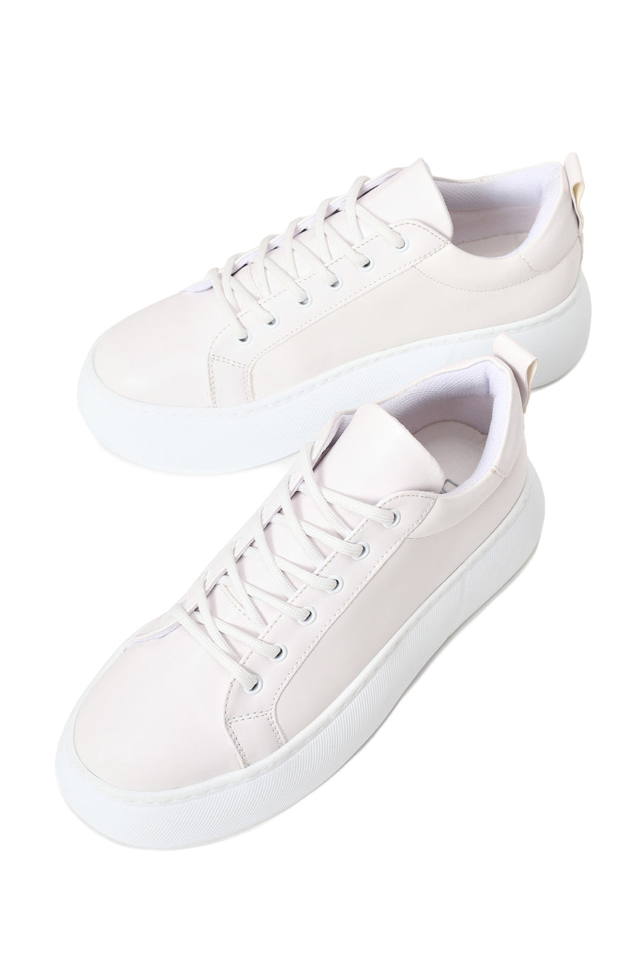 Woman White Lace-Up Chunky Sneaker