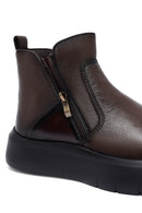 Male Brown Zip Closure Thick-Soled Leather Boots | Derimod