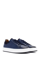 Men's Navy Blue Lace-Up Leather Sneaker | Derimod