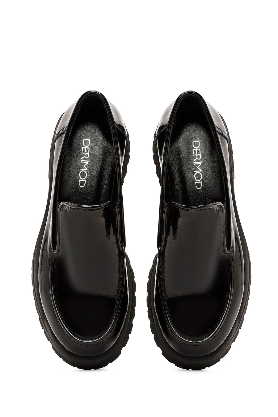 Women's Black Patent Leather Masculine Loafer